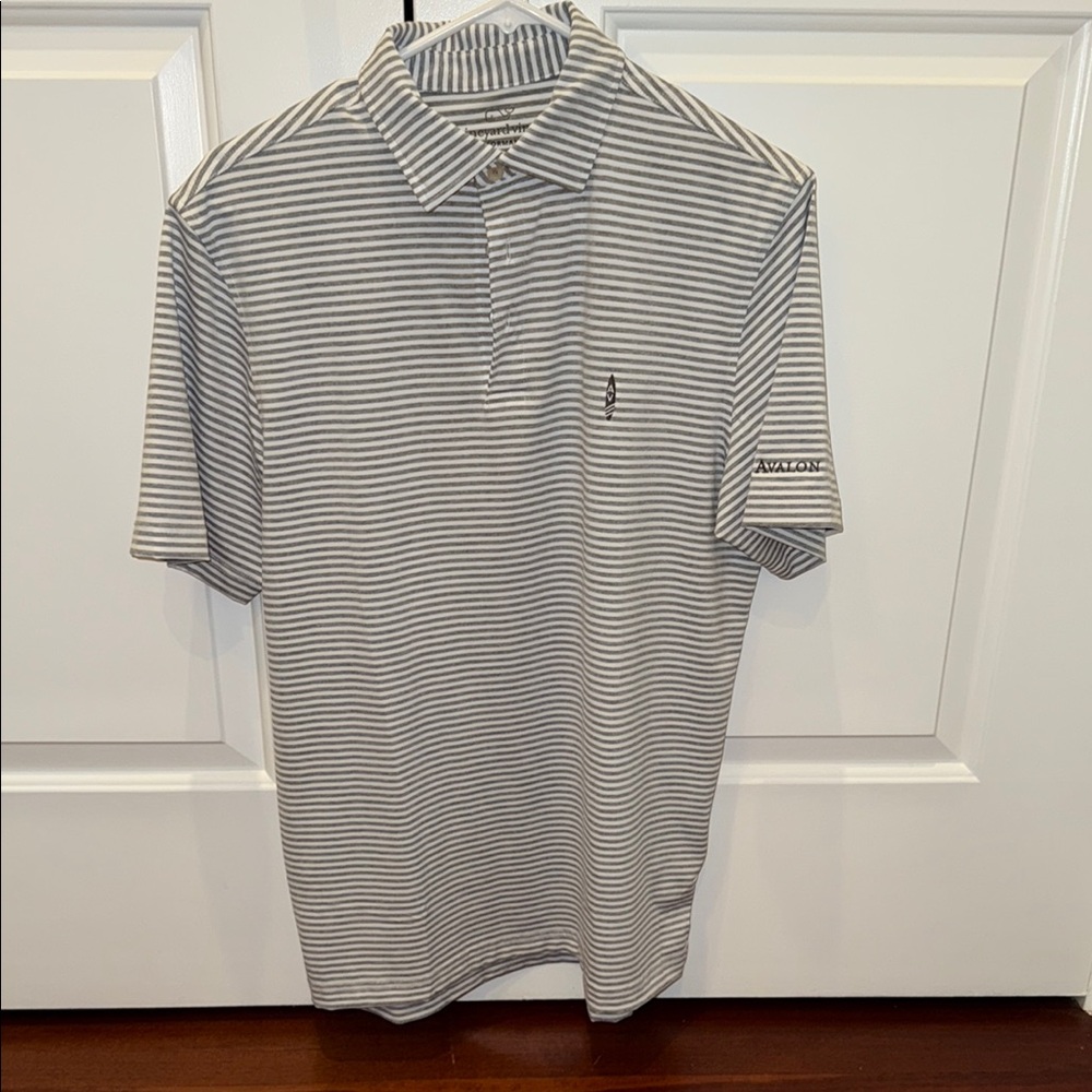 Vineyard Vines Performance Men's Gray Striped Polo Shirt